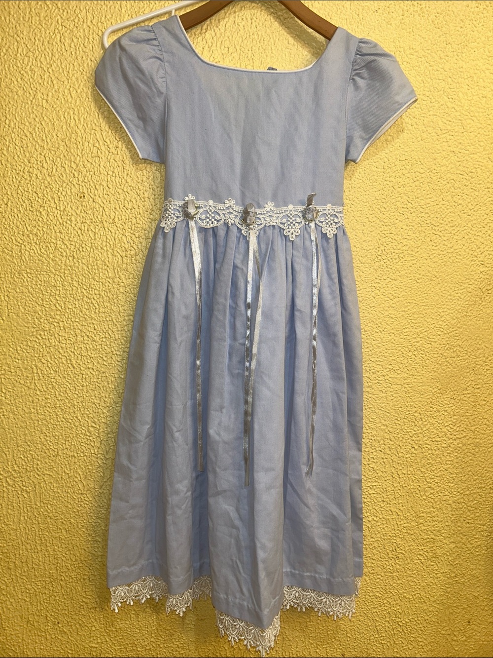 Classic Light Blue Lace Waist Girls' Formal Dress classic